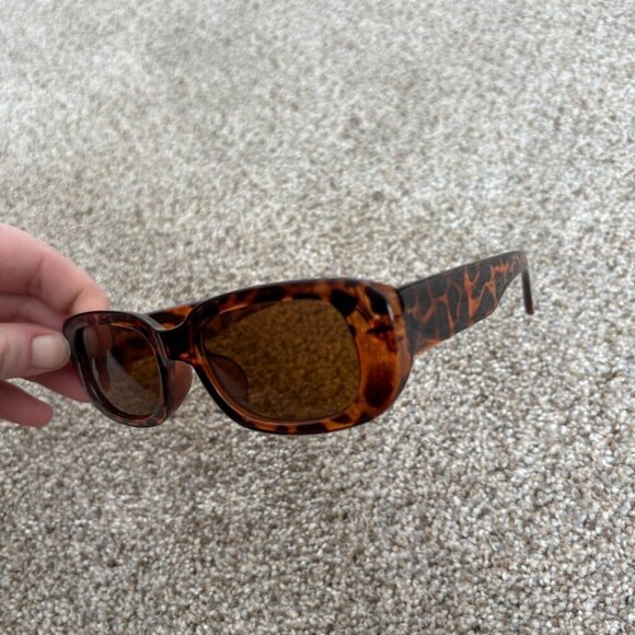 Animal Print Plastic Y2K Square Sunglasses Brown - Picture 4 of 9